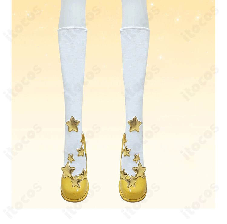 木之本桜 星のドレス 靴下・靴のディテール。衣装全体と統一感のあるカラーで足元まで完成度を高めた画像。