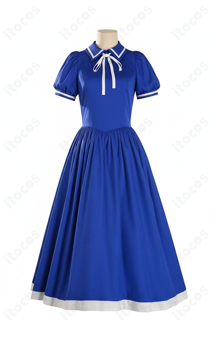 木之本桜 私服ワンピース衣装の正面図。清楚でふんわりとしたシルエットと落ち着いた色合いが伝わる一枚。