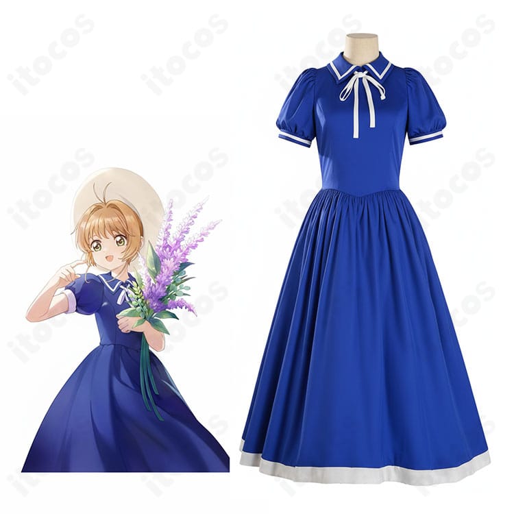 カードキャプターさくら 木之本桜の私服ワンピース衣装。全身コーデとデザイン要点が分かるイメージで、可愛い日常スタイルを再現。