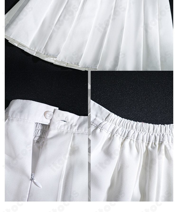 スカート装飾ディテール。星・花モチーフの意匠とプリーツの表情を捉えた近接画像