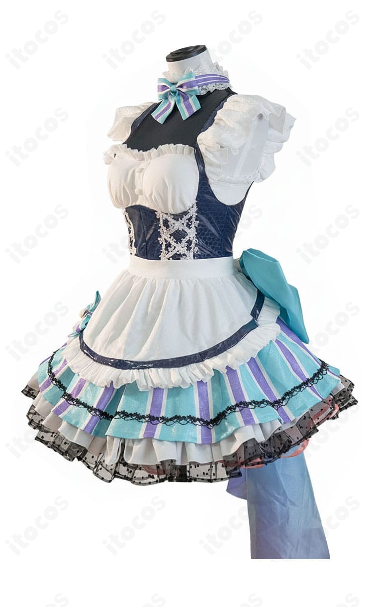 リトルマーメイド Abyss Flower メイド衣装の左側装飾ディテール。リボンと花飾りの質感を高精度で再現した近接写真。