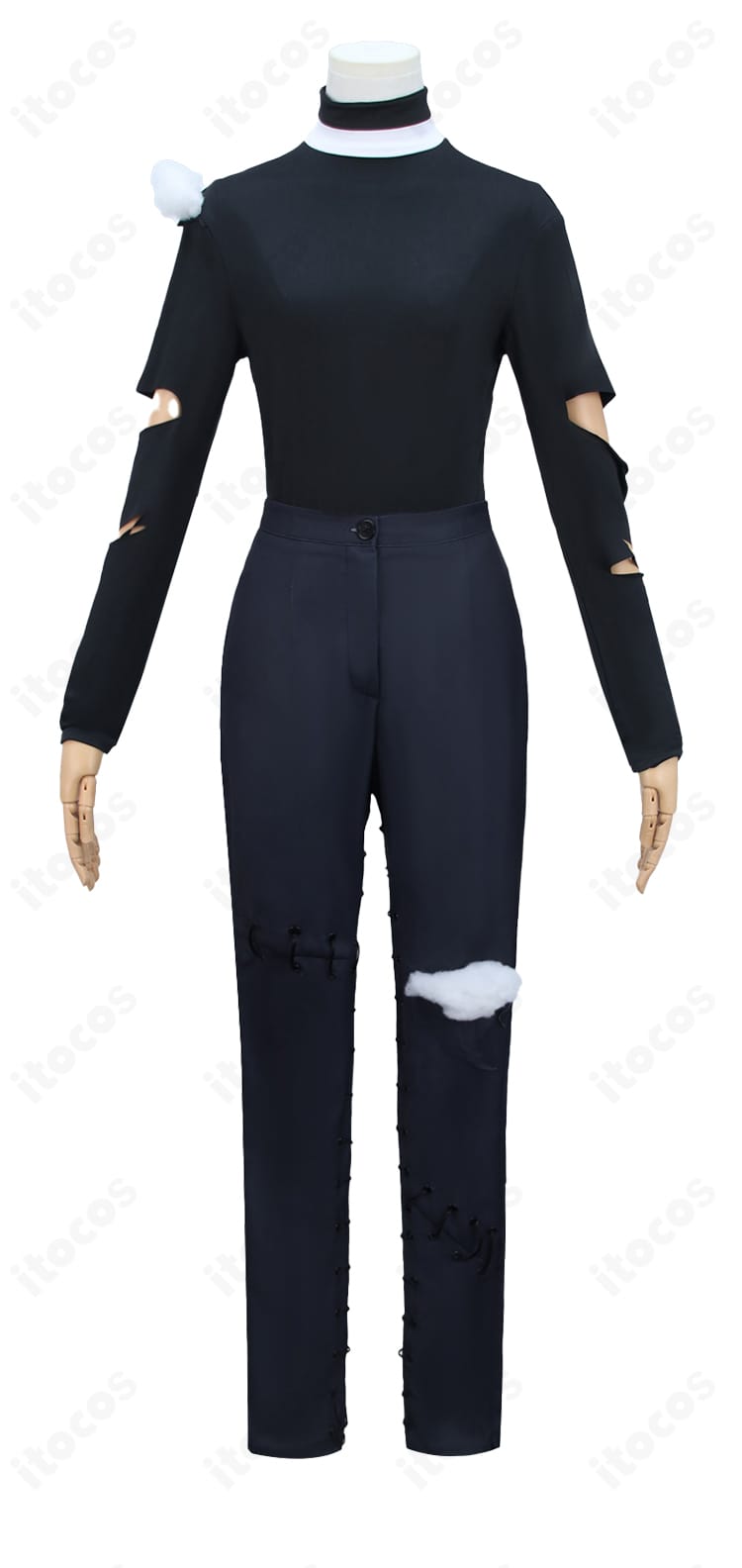 インナー長袖とズボンの質感ディテール｜通気性と伸縮性を備えた素材感の近接