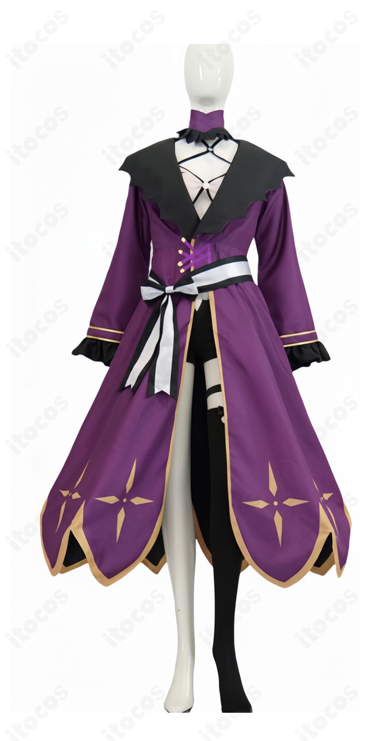 天使☆騒々 RE-BOOT! 谷風天音 魔族Ver. コスプレ衣装の正面全体写真。コートとつけ襟、フロント装飾のバランスを確認。