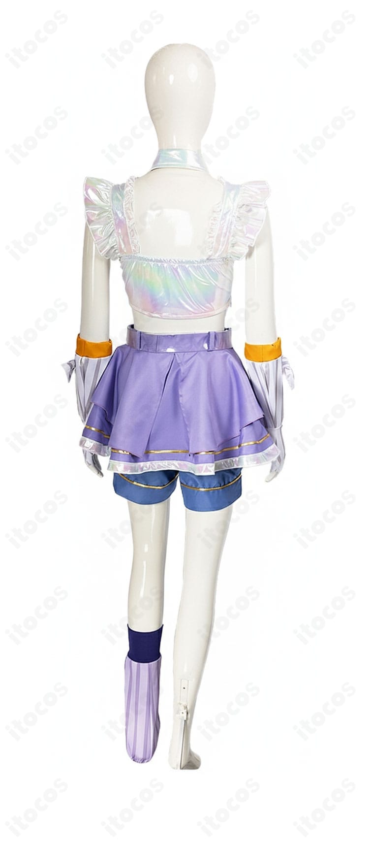 学園アイドルマスター 藤田ことね『雨上がりのアイリス』コスの背面デザイン。背中のラインとスカート後ろ側の意匠を表示。