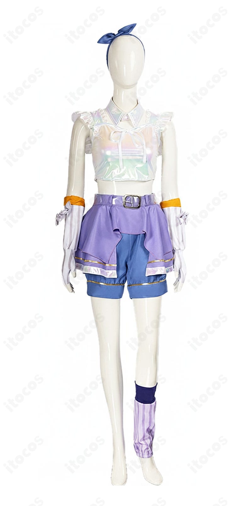 学園アイドルマスター 藤田ことね『雨上がりのアイリス』コスプレ衣装の正面全身写真。シルエットと丈感を確認可能。