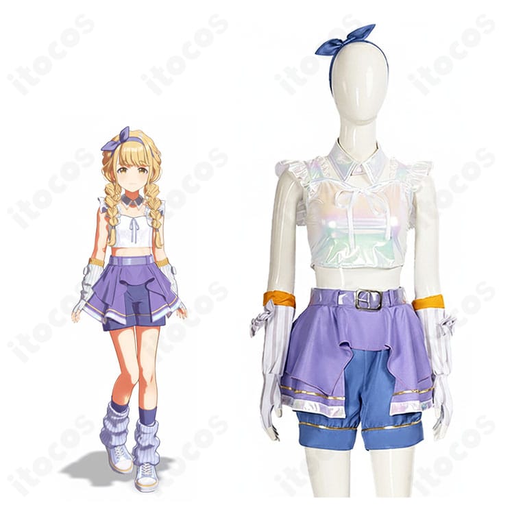 ITOCOS 藤田ことね『雨上がりのアイリス』アイドル衣装一式の着用イメージ。色味と装飾バランスが分かる全体コーデ。