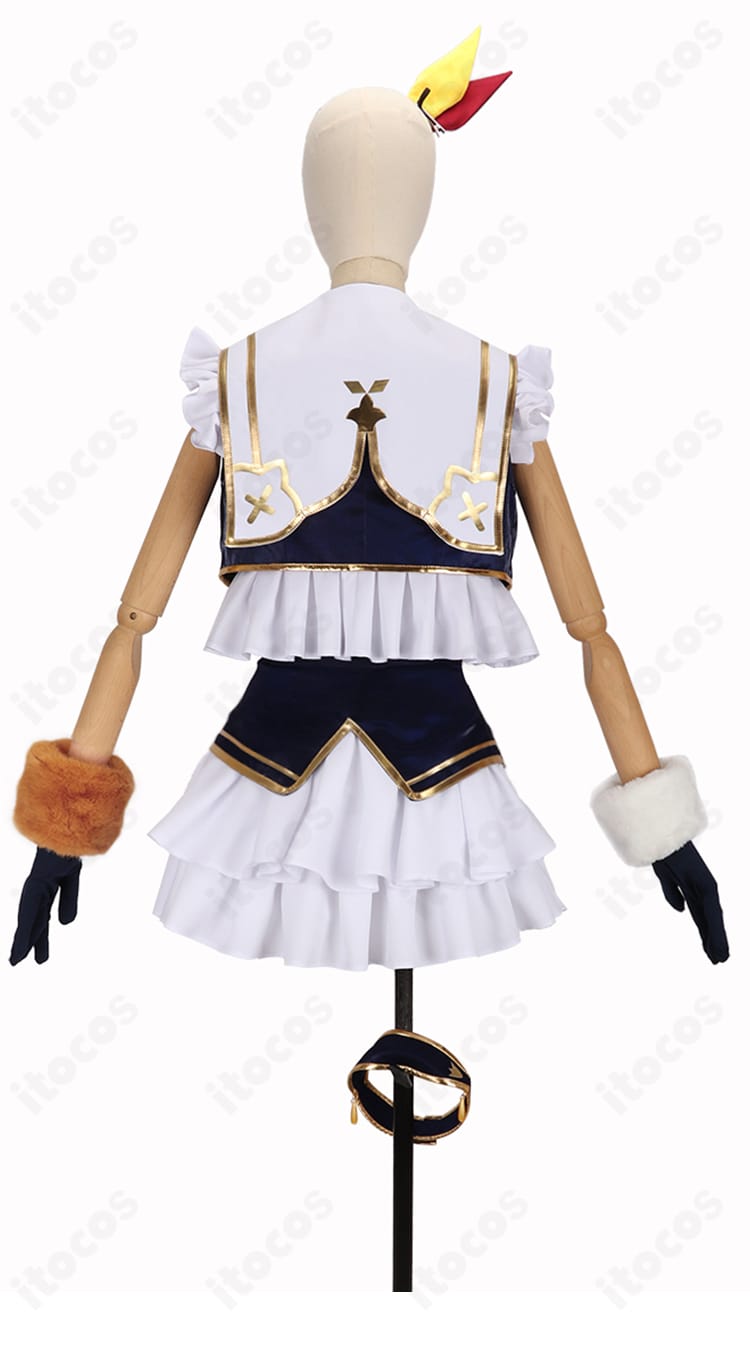 にじさんじ 星川サラ SYMPHONIA コスプレ衣装の背面。ファスナー位置やスカートの広がり、装飾の仕上げが確認できるディテール写真