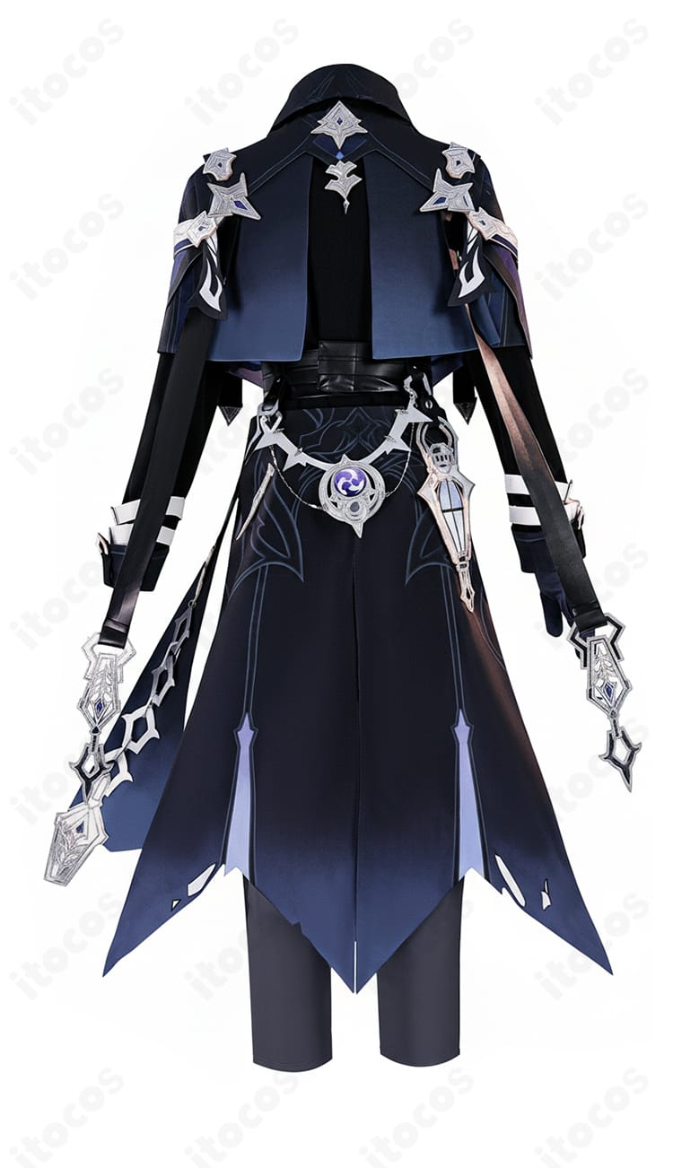 原神 フリンズ コスプレ衣装の背面全体。背中の装飾配置と裾のラインを確認できるカット