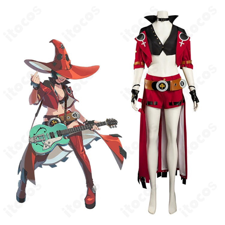 GUILTY GEAR -STRIVE- イノ衣装と公式ビジュアルの比較画像。配色とシルエットを高再現した仕上がりが分かる1枚