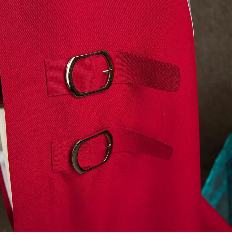 イノ衣装の系帯ディテール。フロントの結びと整った端部処理を示す写真