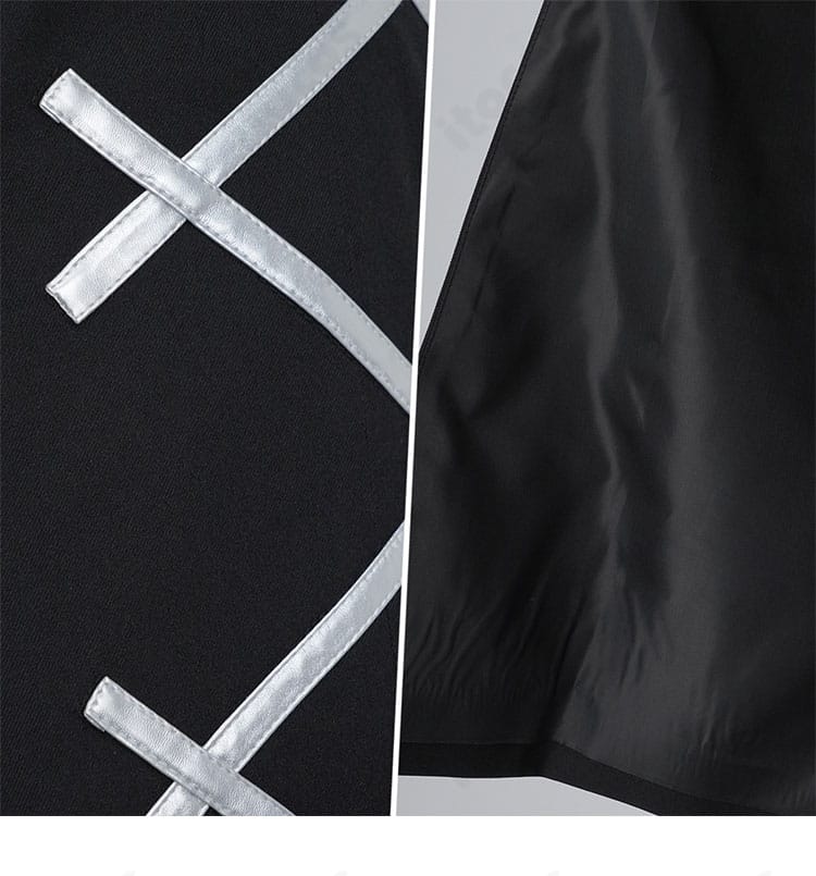 Dr.STONE Dr.XENO 白衣コスプレ 長袖シャツのディテール。襟元から袖口の仕立てと質感が伝わる近接写真