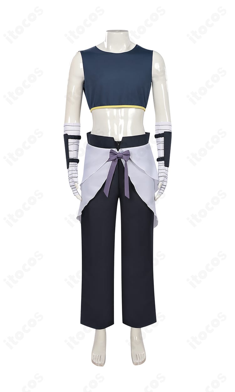 カカシ上忍服のインナーとパンツ装飾ディテール。膝周りの切り替えと素材感を近接で表現。