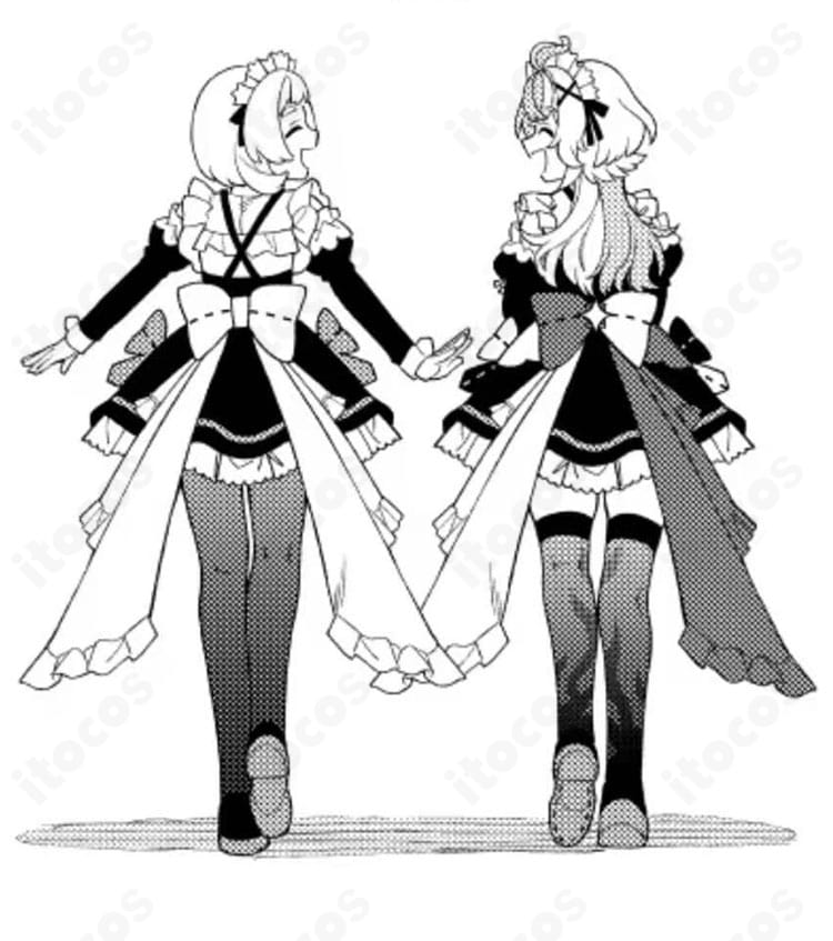 モンスターストライク エリス メイド服コスプレ衣装の背面デザインディテール