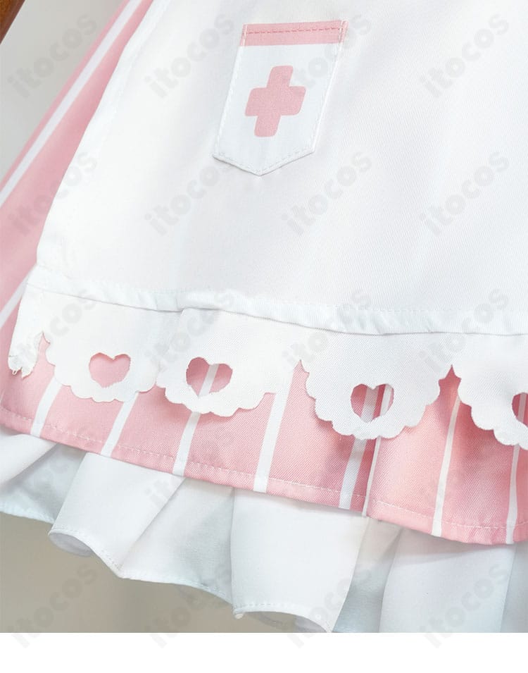 プリヤ イリヤ ナースコスプレ スカート裾の装飾ディテール。フレアラインと可愛いトリムを強調。