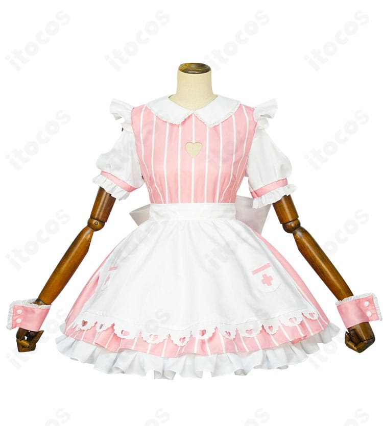 プリズマ☆イリヤのイリヤ ナースコスプレ衣装 正面全体。ワンピースとエプロンのシルエットが分かる画像。