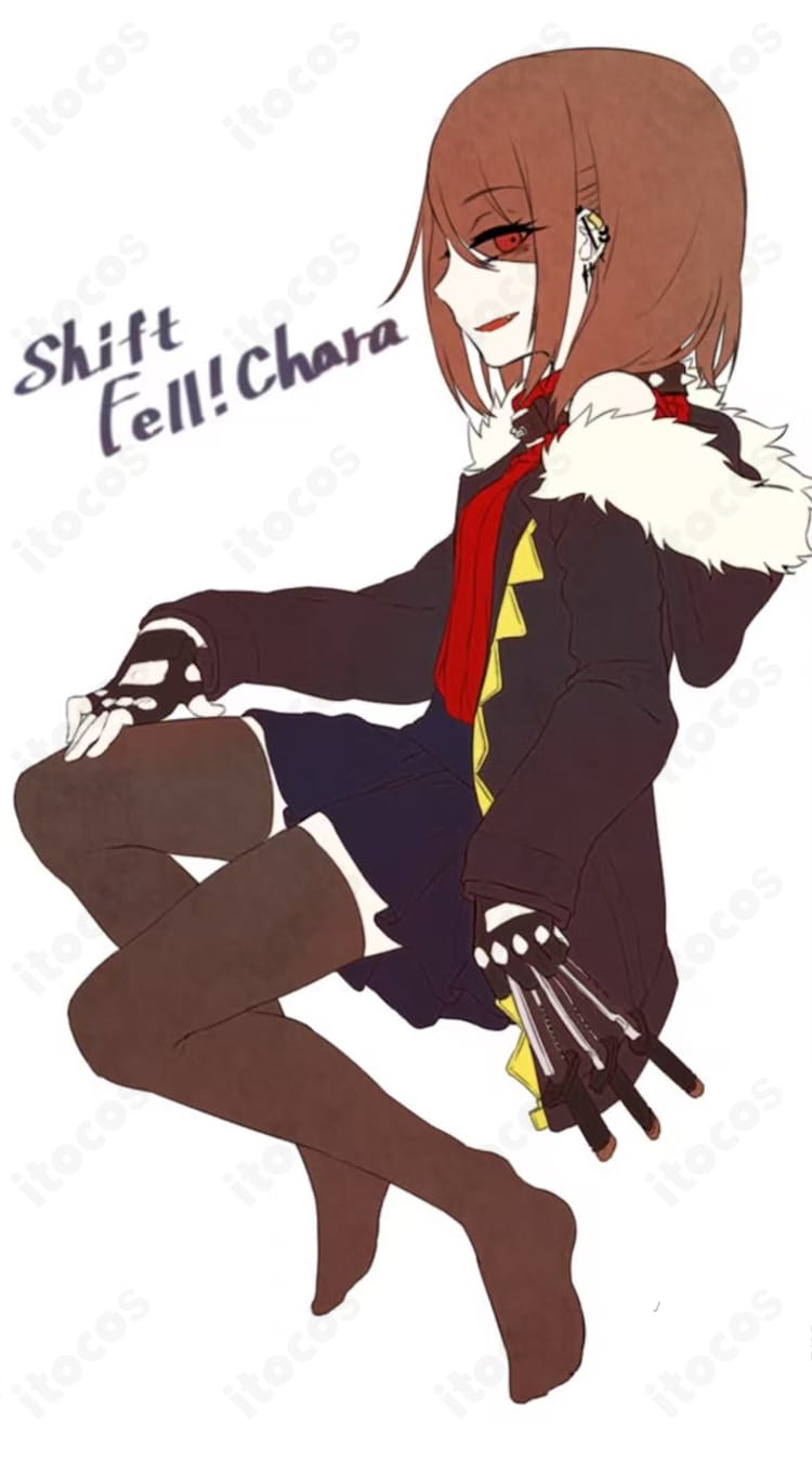 UNDERTALE Chara Storyfell 標準コートVer.の側面アングル。シャープなコートラインと配色ディテールがわかる画像。