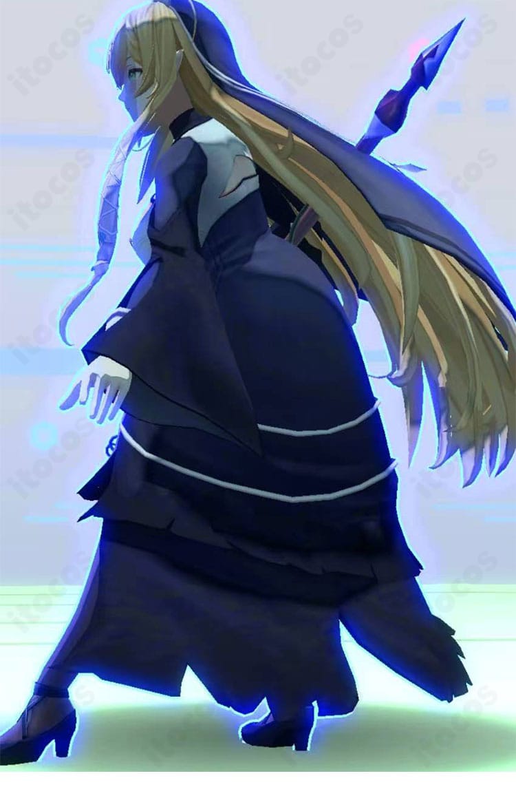 ステリア・ララ・シルワ シスター衣装 左側面。ウィンプルや首元のライン、袖と身頃の縫製ディテールが分かる角度の写真