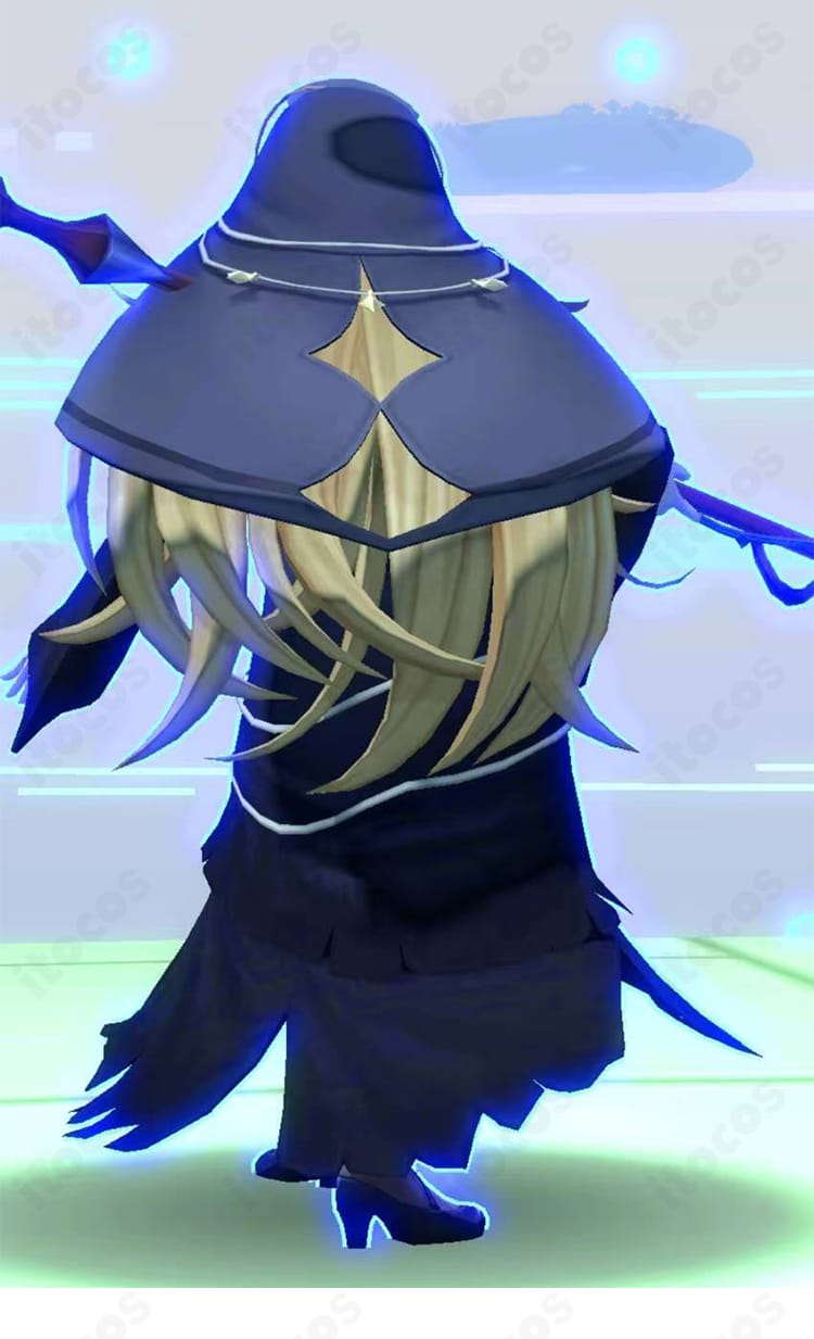 ステリア・ララ・シルワ シスター衣装 背面。ウィンプル付きデザインの後ろ姿と裾のライン、全体バランスを再現した写真