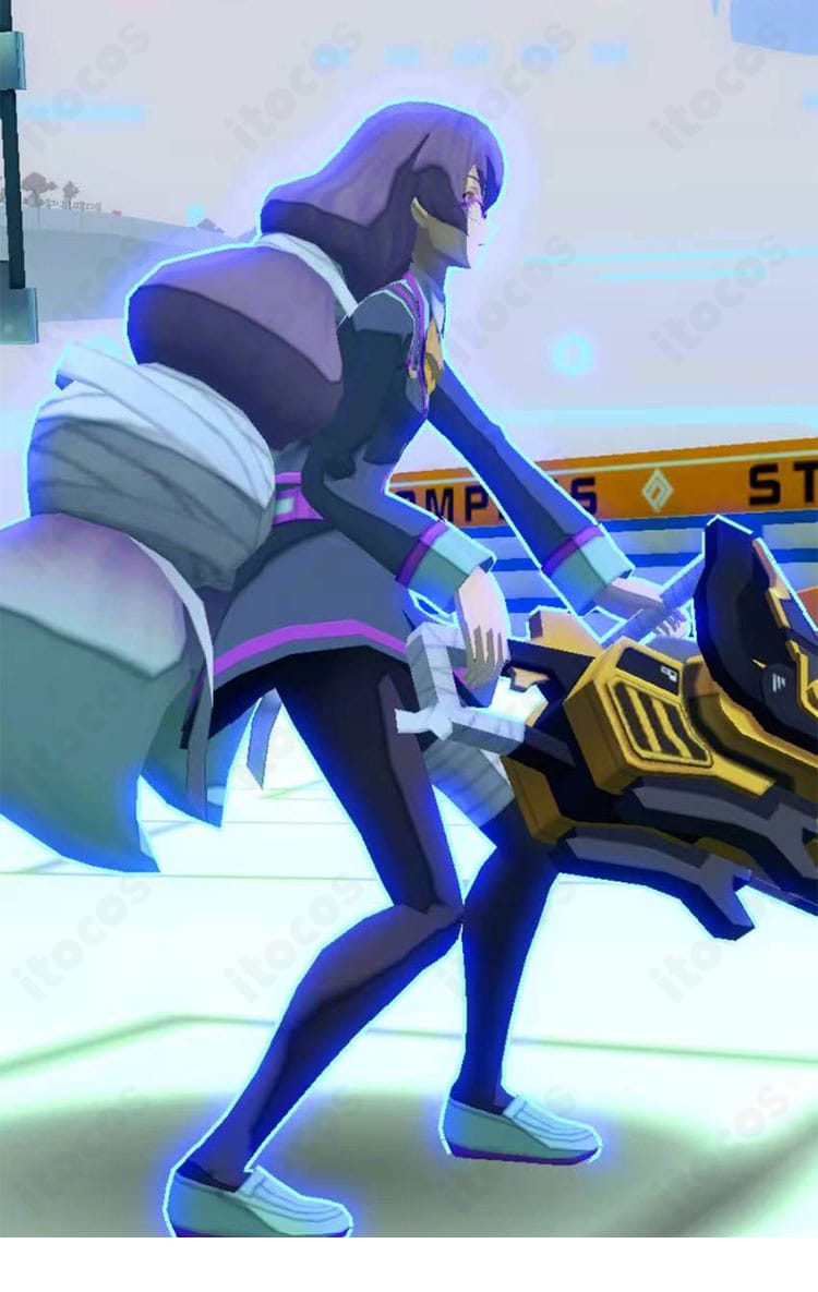 #コンパス 双挽乃保 制服コスプレ衣装の右側アングル。イベントや撮影で映える端正なシルエット。