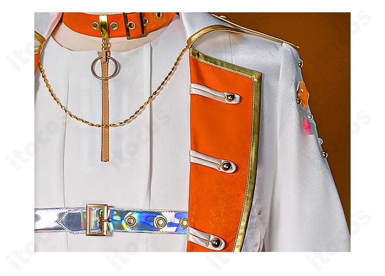 プロジェクトセカイ 東雲彰人 コスプレ衣装 襟元・チョーカー周辺の装飾ディテール。Vivid BAD SQUADのストリート感を再現