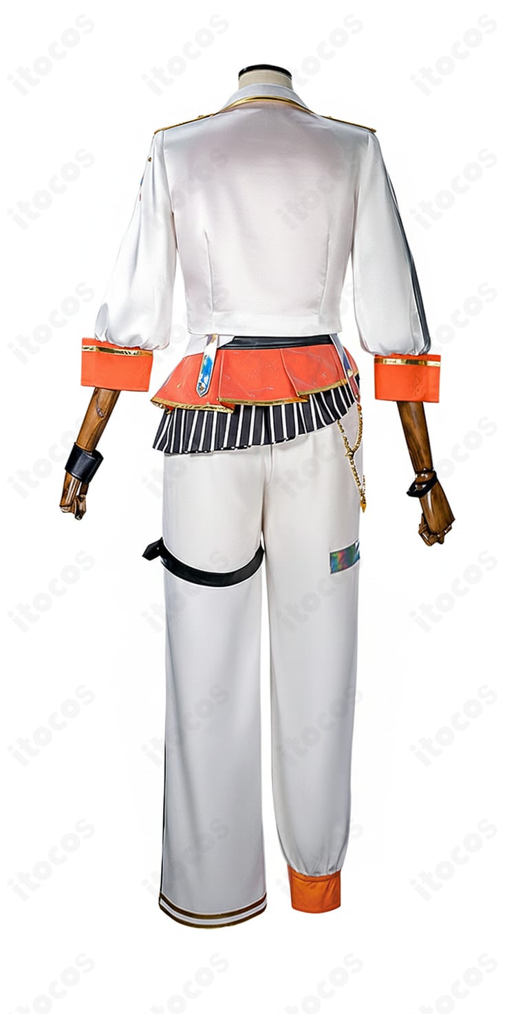 プロジェクトセカイ 東雲彰人 コスプレ衣装の背面全体図。背中のラインと腰布の落ち感を確認