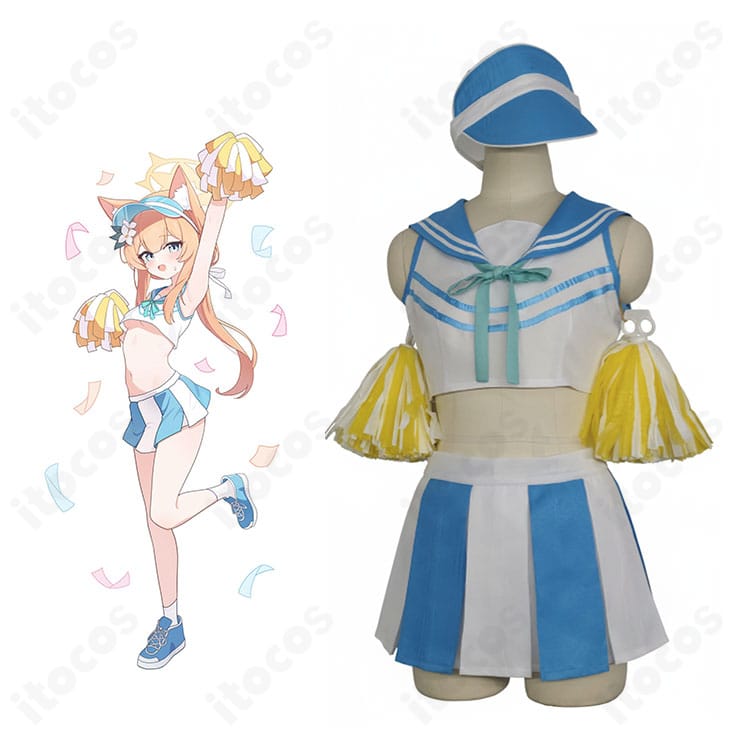 伊落マリーのチアガール衣装を全身で撮影。清楚で可憐な配色とフレアスカートが映える完成イメージ。イベント・撮影会向け。