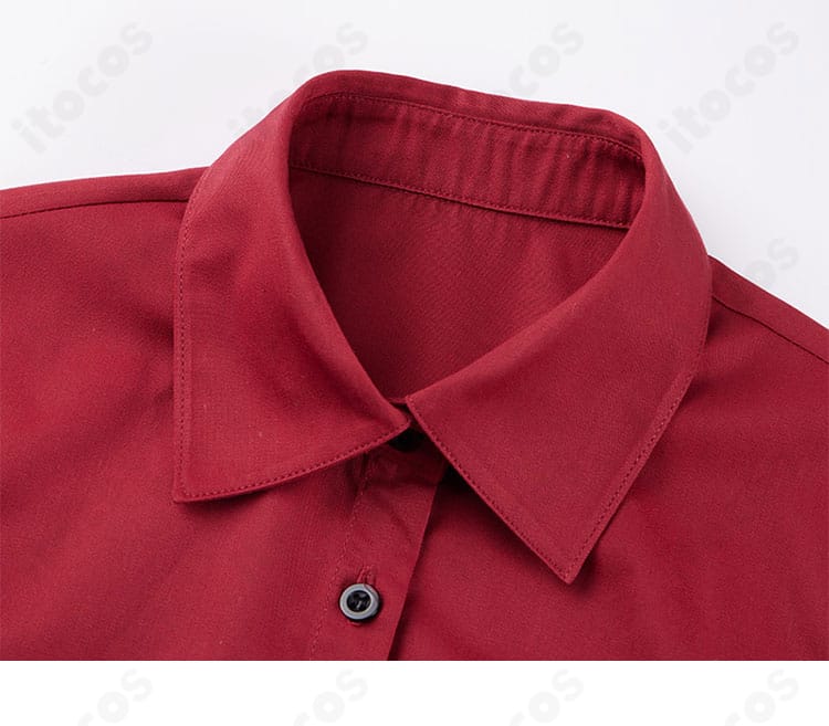 FGO バゼット 赤シャツの襟元ディテール。色味と形状の再現性を示すクローズアップ。