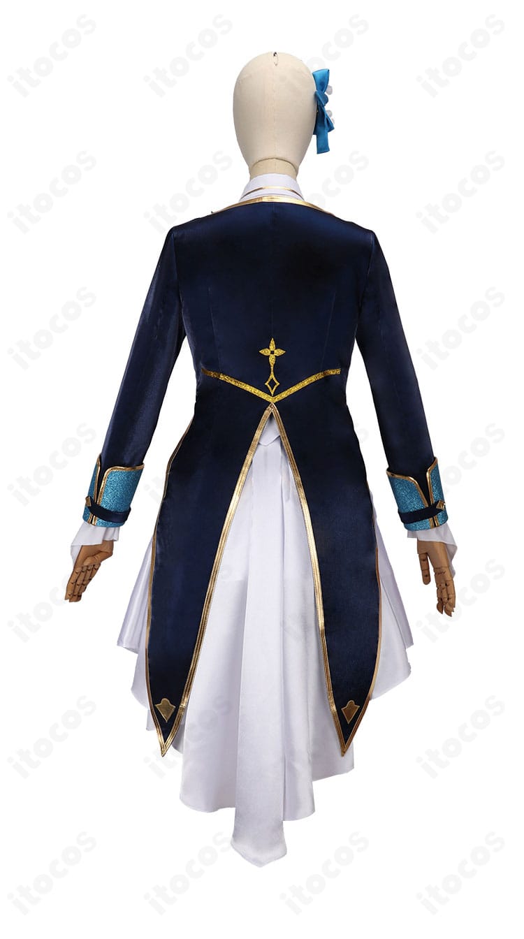 にじさんじ 町田ちま 共通衣装 背面図。背中のリボンや金色装飾まで作り込んだ、後ろ姿が映えるディテール。