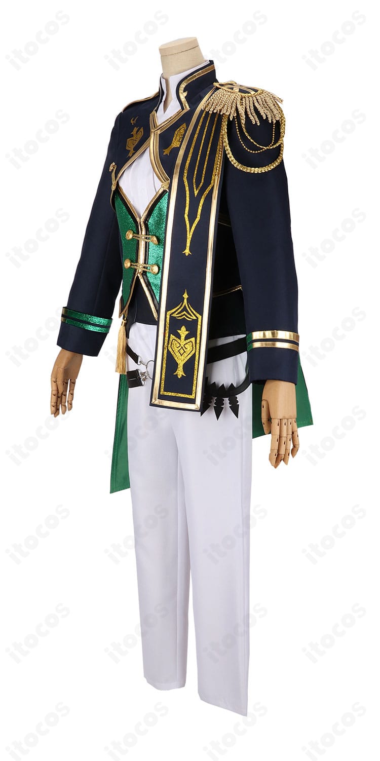 Ren Zotto OVERTURE衣装の側面スタイル。マントの落ち感とコルセットベルトのラインが分かるディテール。