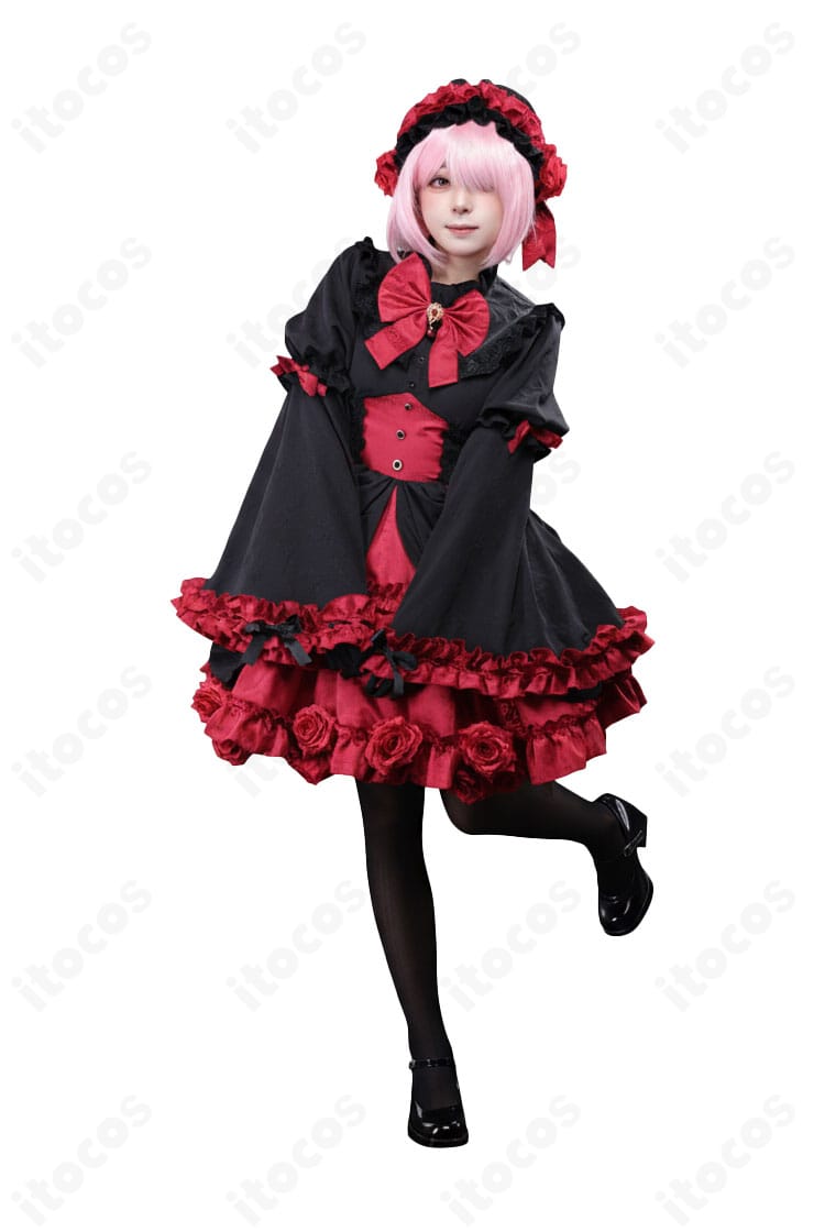 Re:ゼロ ラム ゴシックドレス 正面ディテール｜黒×赤配色とエレガントなシルエット