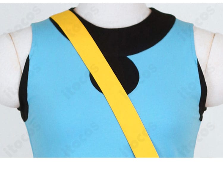 リーフ コスプレ 黄色ショルダーバッグのストラップ詳細｜赤丸ロゴ付きで作品らしさを強調