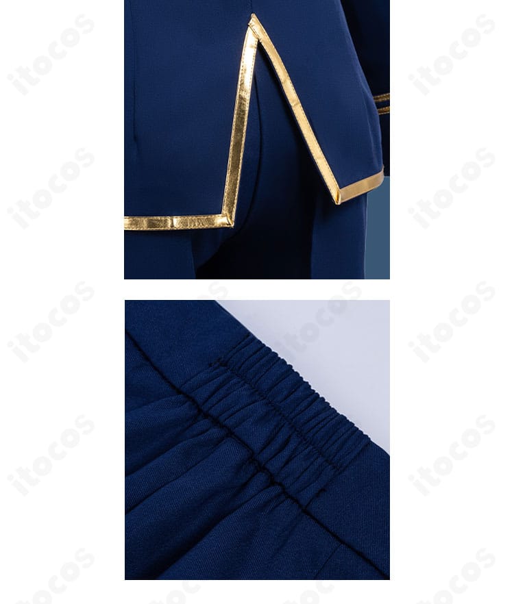 外套背面のクロススリット装飾。動きやすさとデザイン性を両立する仕様。