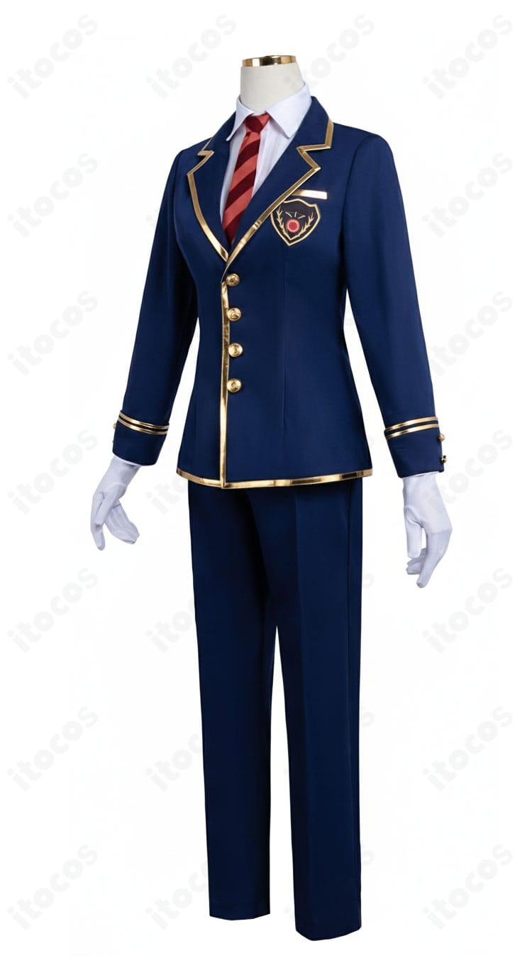 晩鐘衣装の側面全体。立体的な外套ラインと快適な可動域が分かるアングル。