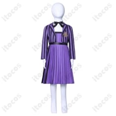 ウェンズデー／ウェンズデー・アダムス 学園制服コスプレ 高再現で動きやすく、イベントと撮影に最適 - 6枚目の画像（サムネイル）