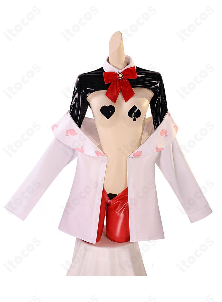 ルージュ アンラッキーラビット コスプレ衣装の正面全体。襟元と胸元のデザインがわかるカット。