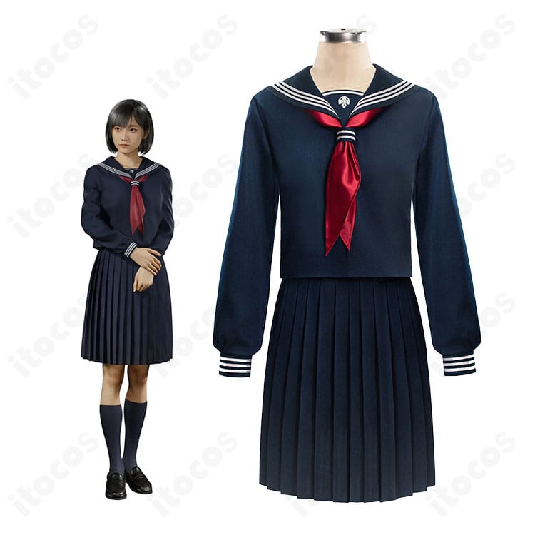 サイレントヒル f 深水雛子 制服コスプレの全身図。清楚なセーラー襟とプリーツスカートのバランスを確認できる高品質デザイン。