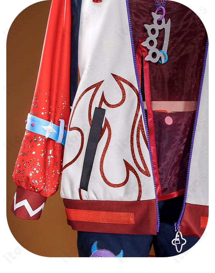 天城燐音 エゴイスト衣装 コートのファスナー金具。着脱しやすさと意匠性を両立。