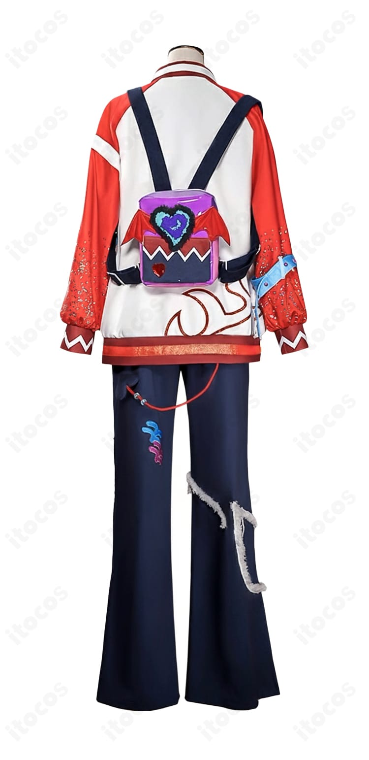 天城燐音 エゴイスト衣装 背面。背中の装飾とライン構成を収めたバックスタイル。