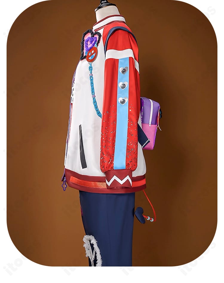 天城燐音 エゴイスト衣装 左袖ディテール。左右非対称の模様と素材感を強調。