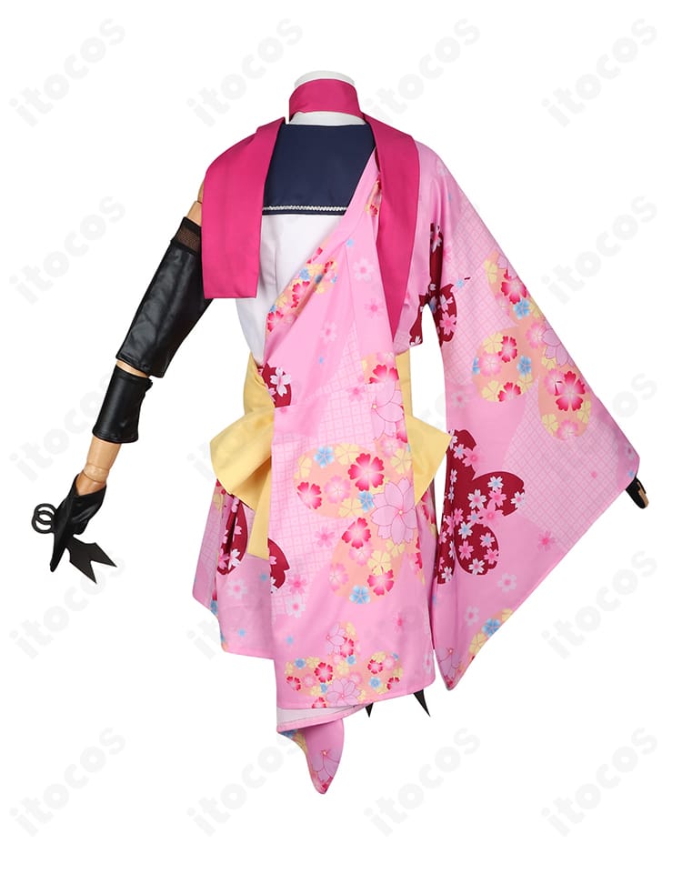 イズナ 和風忍者 コスプレ衣装 背面図｜ジャケット風背面と帯のレイヤー感を忠実再現