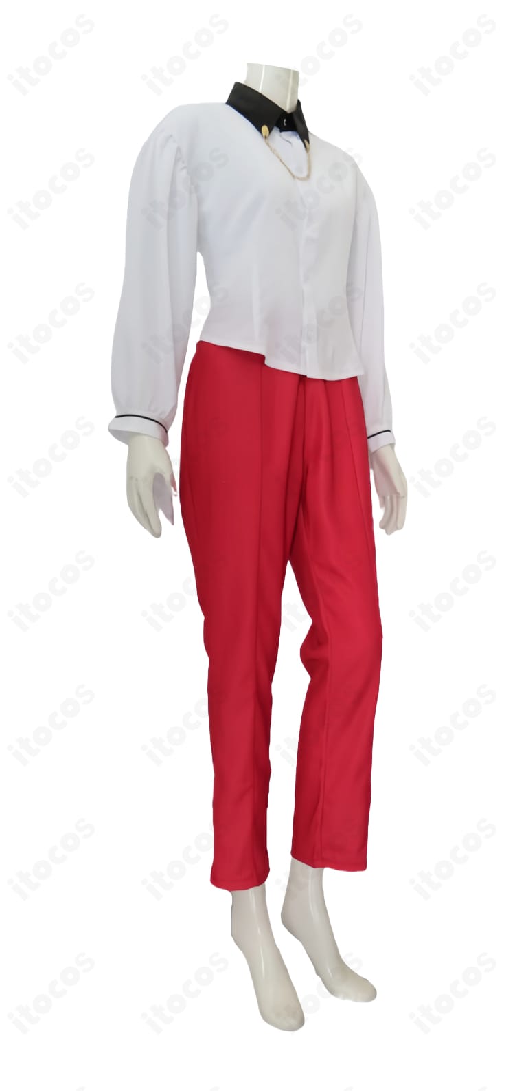 ルージュ コスプレ白シャツの質感アップ。通気性の良い生地感と清潔感のある仕上げを示すディテール。