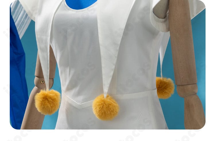 黄色ポンポン装飾の質感｜木之本桜ピエロ風バトル衣装の立体ボンボン