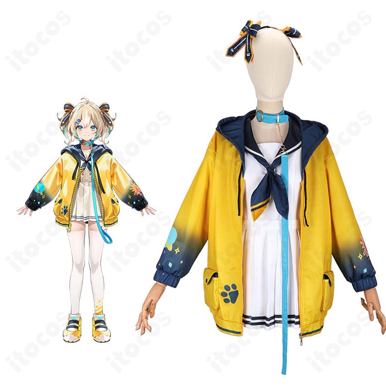 天晴ひなた（WeatherPlanet）デビュー衣装の全身イメージ。明るく元気な雰囲気とコート×ワンピの配色・デザインを高再現で表現。