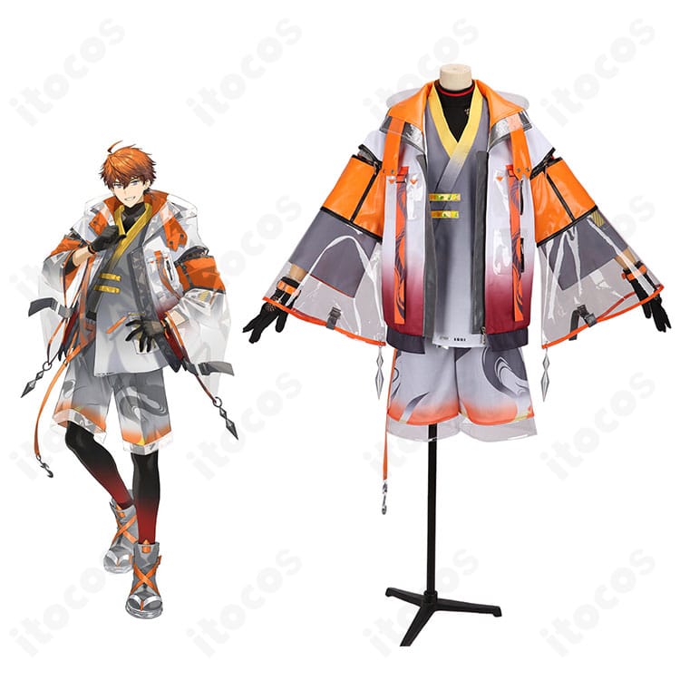 にじさんじ 北見遊征 デフォルト衣装の全身イメージ。コートとレイヤード構成を忠実再現した高品質コスチュームの着用例。