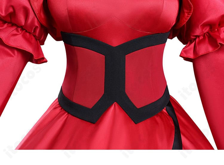 エリスの聖杯 スカーレット・カスティエル コルセットベルト装飾。ウエストラインを美しく整える編み上げの質感。