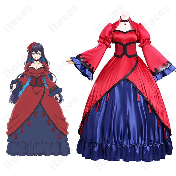 エリスの聖杯 スカーレット・カスティエル 赤のイブニングドレス 着用イメージ。上品な光沢と高再現ディテールが映える全身カット。