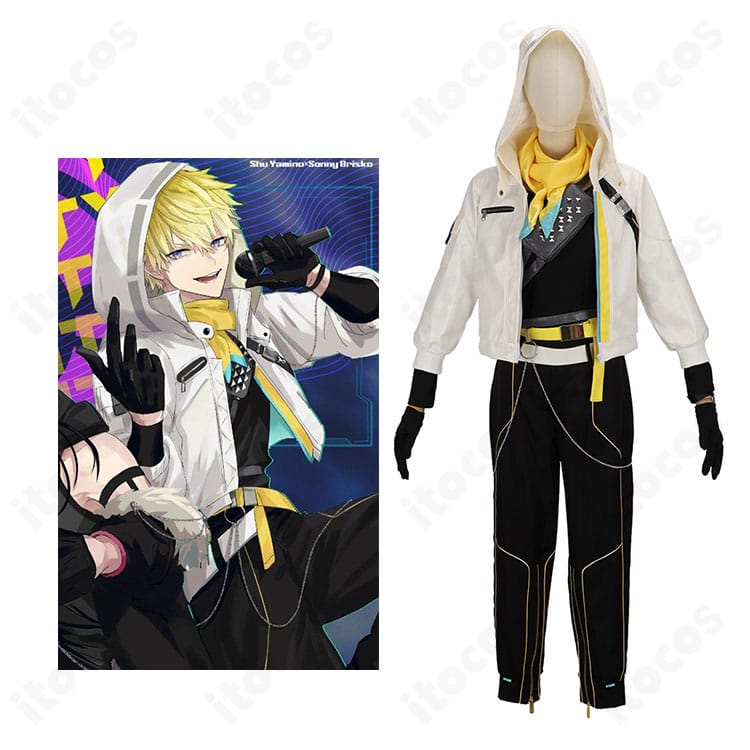 NIJISANJI EN「INFINITY」MVの闇ノシュウ×サニー・ブリスコー衣装を着用したイメージ。クールなストリート系スタイルを全身で再現。