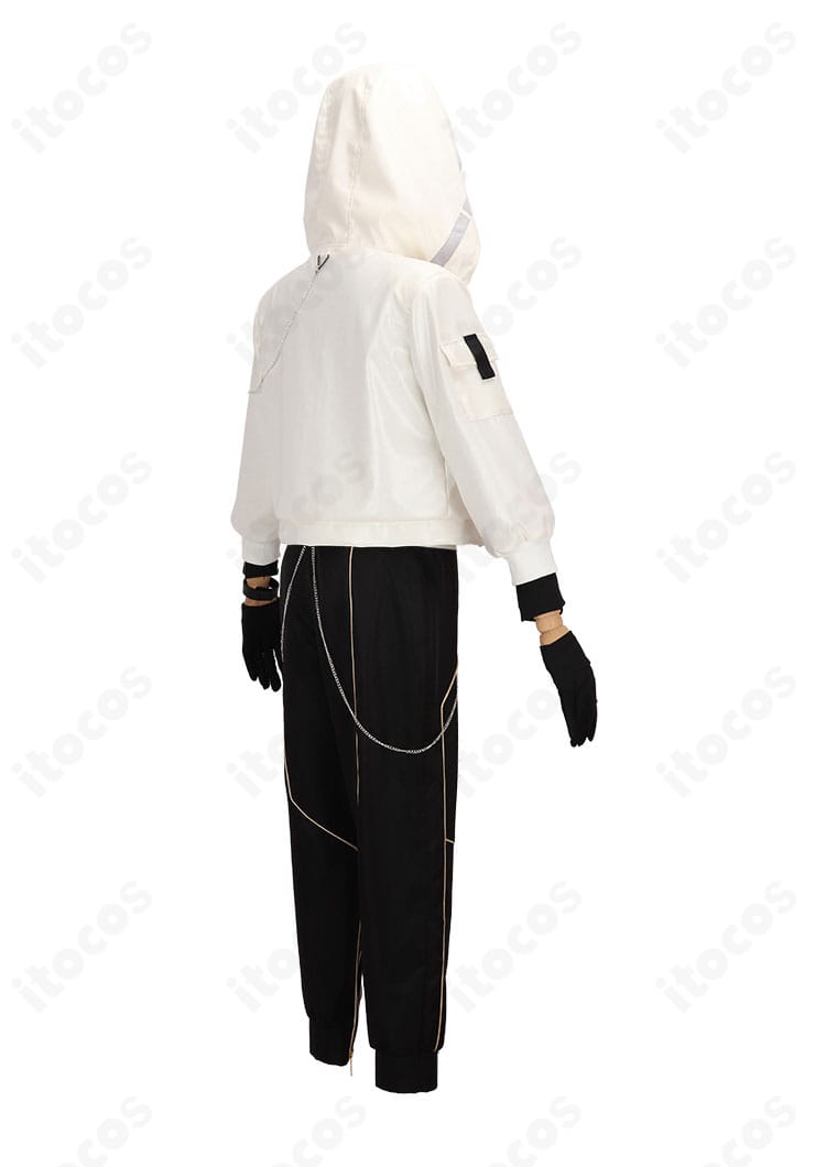 NIJISANJI EN INFINITY 衣装のサイド＆バック。動きのあるラインとバックスタイルの再現ポイントを示す。