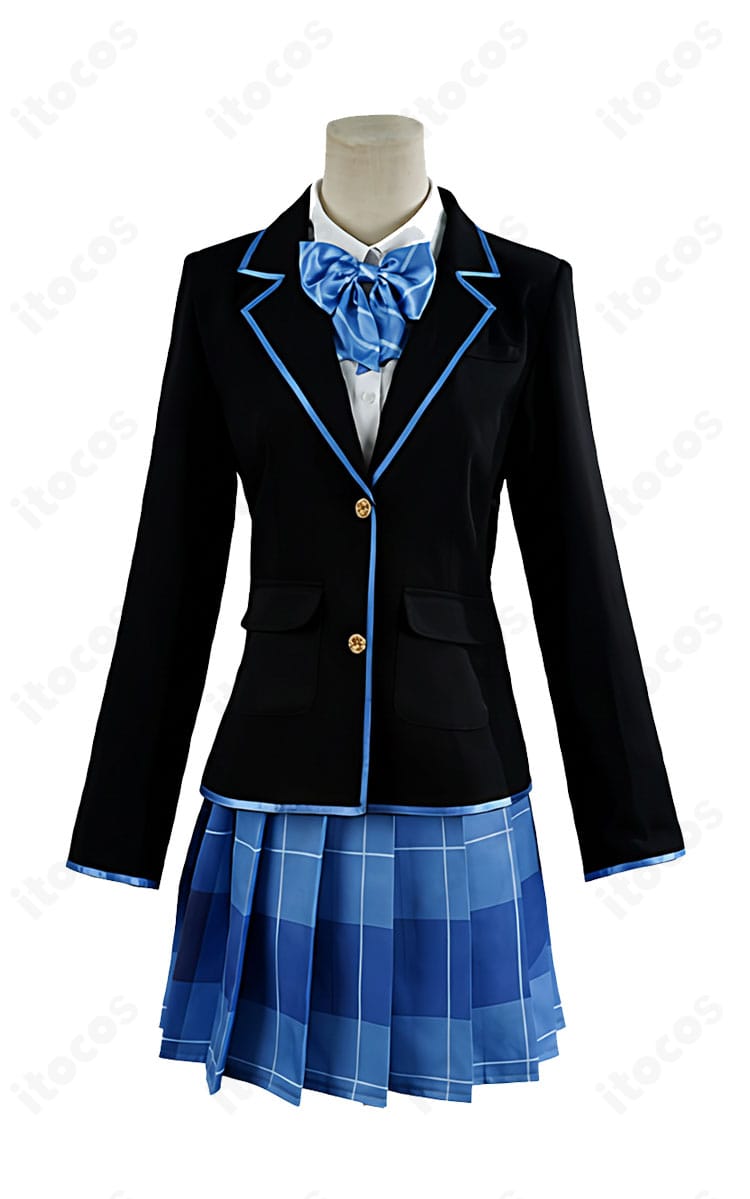 千歳くんはラムネ瓶のなか 柊夕湖・青海陽 制服コスプレ 正面全体。上品で可愛い学園デザインとバランスの良いシルエット。