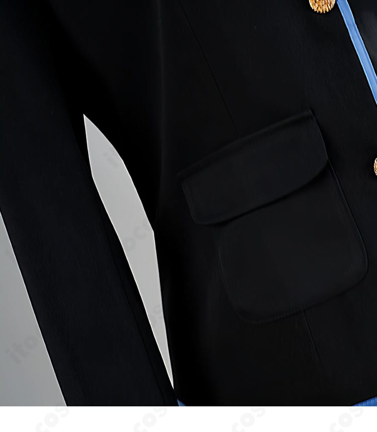 千歳朔 制服コスプレ コート外ポケット装飾の近接ディテール 丁寧な縫製例